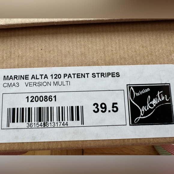BRAND NEW- Never worn Christian Louboutin Marine Alta Patent Stripes Size:39.5 - Picture 6 of 12
